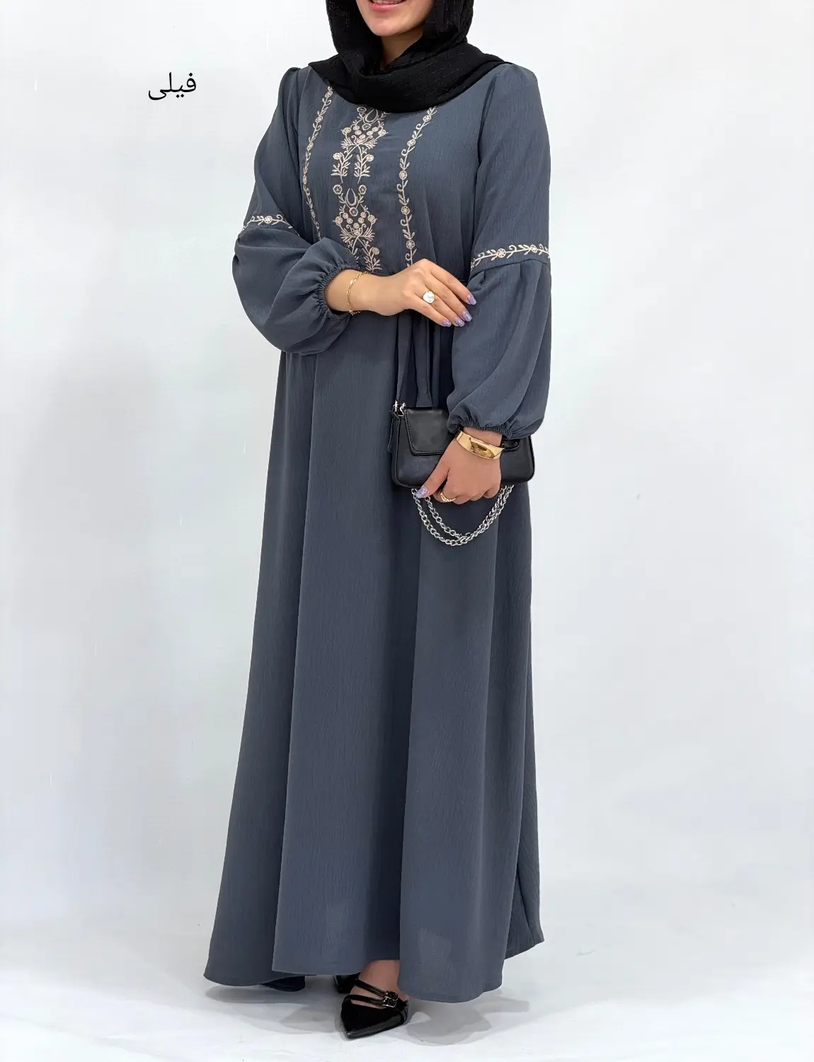 پیراهن بلند سوپرکلوش گلدوزی لعیا